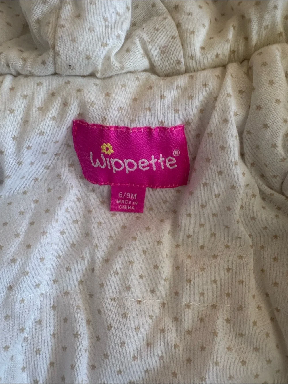Wippette Kids Snowsuit Size 6/9 Month White Faux Fur With Feet And Hood Romper